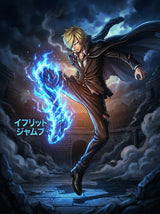Cuadro Metálico One Piece: Sanji Ifrit Jambe (Fuego Azul Eléctrico)