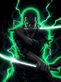 Cuadro Metálico One Piece: Zoro Roronoa (Aura Verde)