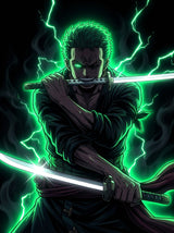 Cuadro Metálico One Piece: Zoro Roronoa (Aura Verde)