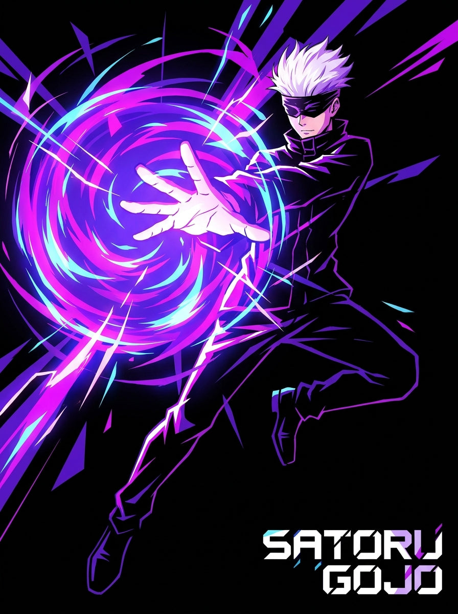 Cuadro Metálico Jujutsu Kaisen: Gojo Vacío Púrpura (Edición Neón)
