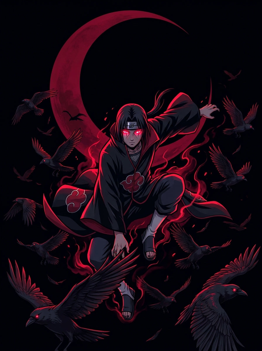 Cuadro Metálico Naruto: Itachi Luna de Sangre (Edición Neón)
